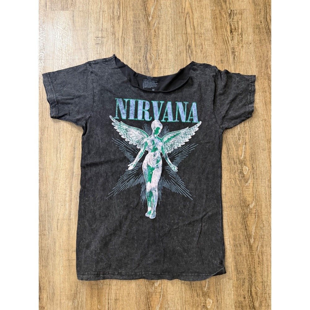 Nirvana In Utero Live 93 Tour Graphic T-Shirt Acid Wash Gray Medium